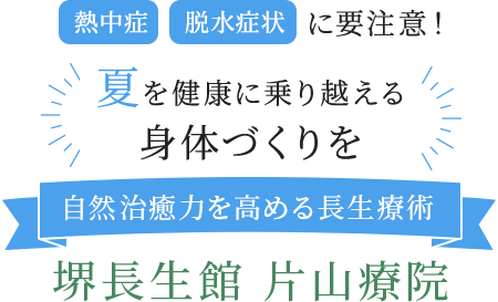 熱中症、脱水症状に要注意!夏を健康に乗り越える身体づくりを 自然治癒力を高める長生療術 堺長生館 片山療院